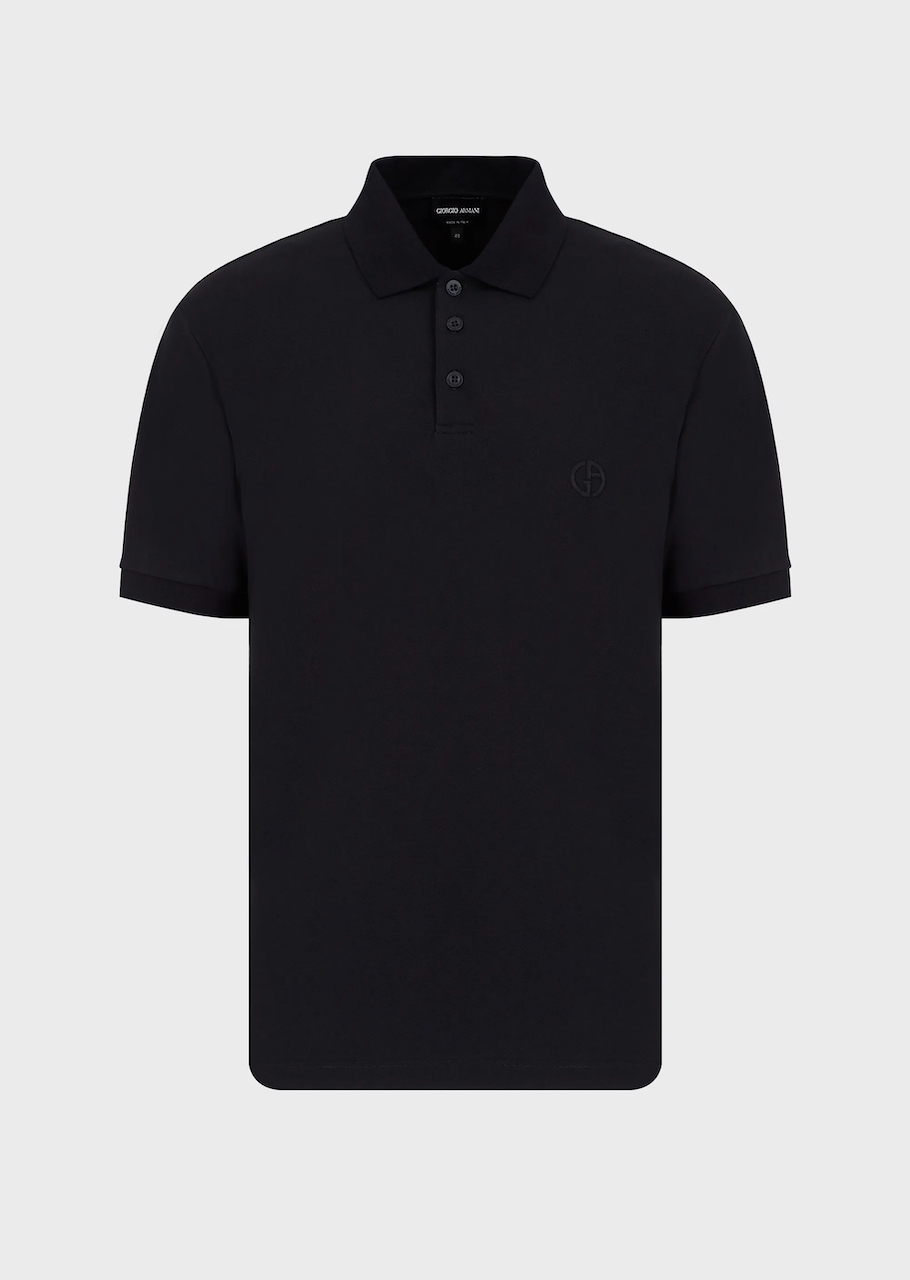 Short-sleeved polo shirt in light wool 09