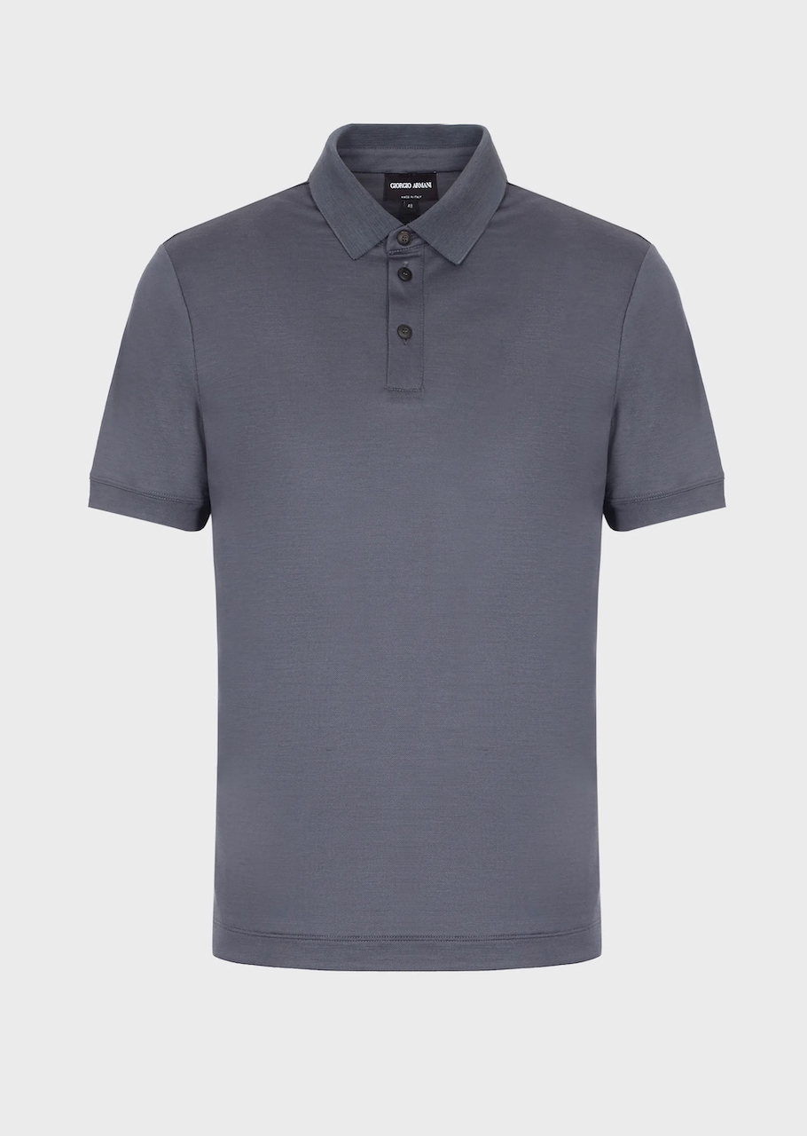 Short-sleeved polo shirt in light wool 08