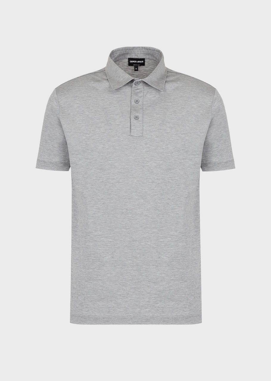 Short-sleeved polo shirt in light wool 07